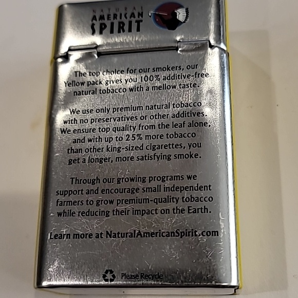 Vintage American Spirit Collectible Cigarette Tin Pack Yellow Silver  OS - Picture 7 of 8
